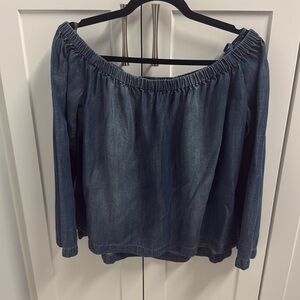 Cloth & Stone Tencel Denim Off- Shoulder Top Size Medium